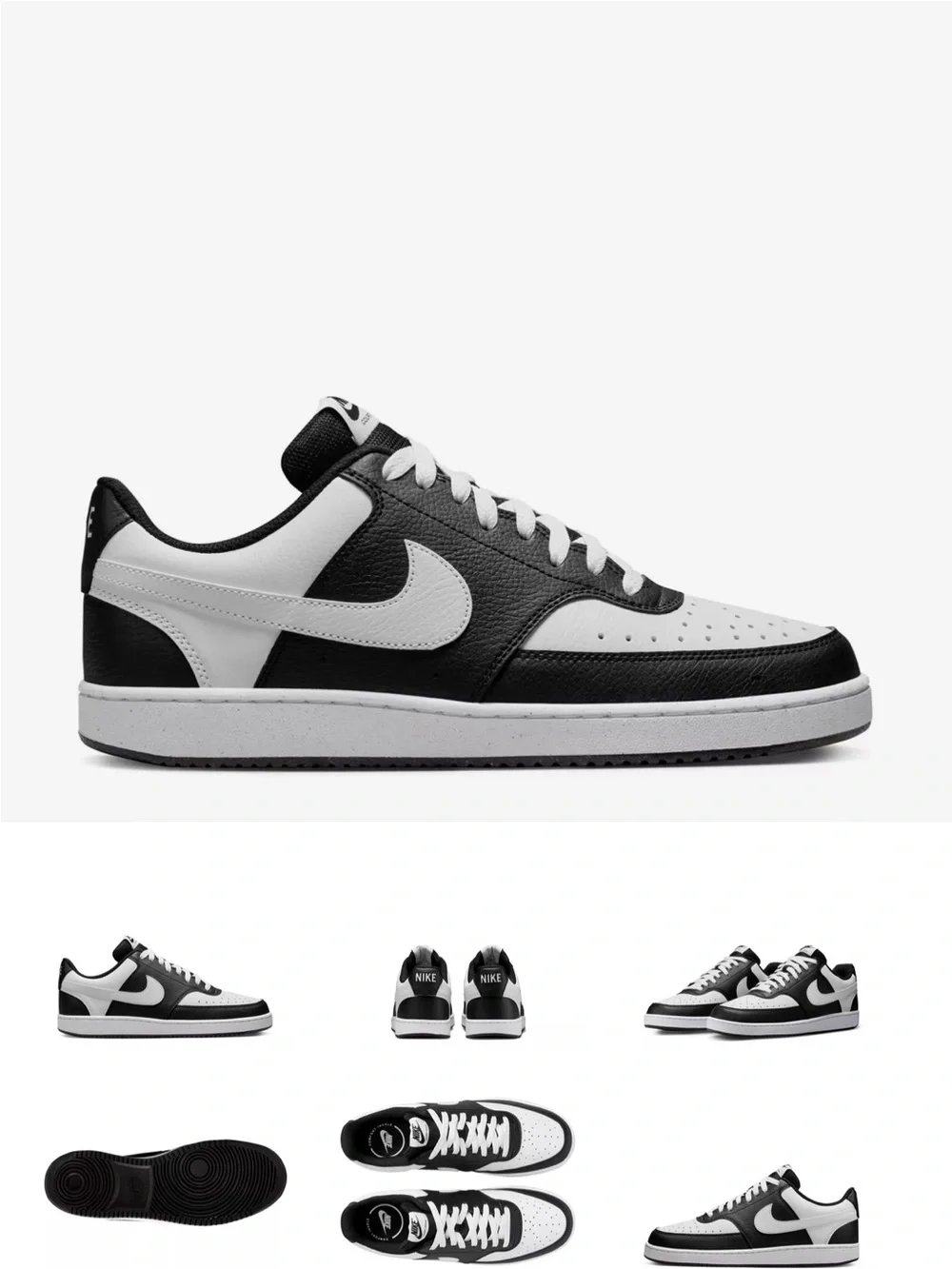 Nike Men’s Black and White Low-Top Sneakers - Classic Swoosh court Low